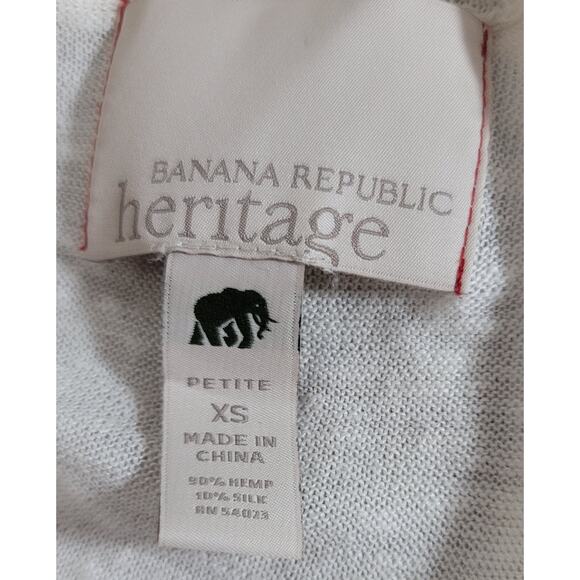 Banana Republic Heritage Cream Kangaroo Pouch Shirt XS Petite Drawstring Waist - Picture 4 of 5